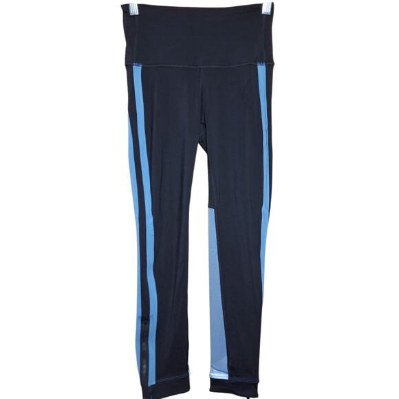 Lululemon high rise size 4 Zip the line crop legging black / utility blue 23" - Picture 3 of 10